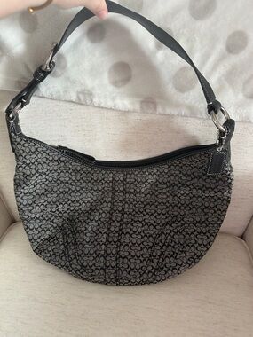Coach Monogram Canvas Hobo Bag in Black and Gray